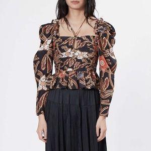 ULLA JOHNSON Mirelle Copper Silk Blouse - ONYX